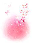 Illustration of abstract white flower and pink leaf