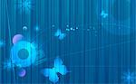 Abstract design of butterfly against blue background