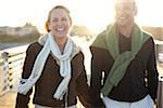 Mature Couple Walking along Pier, Jupiter, Palm Beach County, Florida, USA