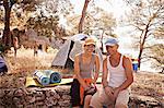 Croatia, Dalmatia, Couple on camping site, portrait