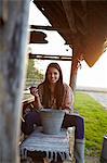 Young Woman Holding Mobile Phone, Baranja, Croatia, Europe