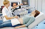 Pregnant woman having an ultrasound