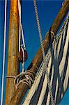 Croatia, foremast and rigging of sailboat, close-up