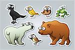 Vector illustrated set of various animals in cartoon style