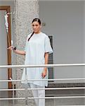 Patient walking in the corridor in hospital