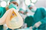Focus on an oxygen mask in an operating theatre
