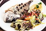 Grilled gilt-head bream fish in herbs and lemon