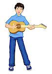 Vector illustration of a teenager playing guitar