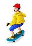 Illustration of a teenager playing skateboard
