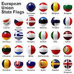 european union state flags - shiny ball