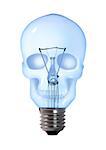skull tungsten light bulb lamp on white background