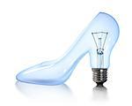 women's shoes tungsten light bulb lamp on white background