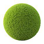 Green grass ball. Isolated on white.