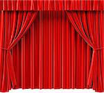 red theatrical curtain. 3d image.