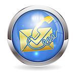 3D Circle Button with Telephone and Envelope Icon Contact Us, vector illustration