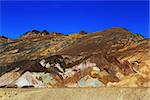 The variegated slopes of Artists Palette in Death Valley, California. Various mineral pigments have colored the volcanic deposits found here.