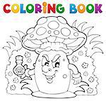 Coloring book mushroom theme 3 - vector illustration.