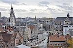 Medieval city of Gent (Ghent) aerial view, Belgium