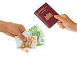 Man paying 250 euro for a dutch passport