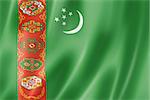 Turkmenistan flag, three dimensional render, satin texture