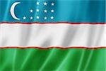 Uzbekistan flag, three dimensional render, satin texture