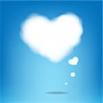 Cloud From Hearts With Blue Background With Gradient Mesh, Vector Illustration