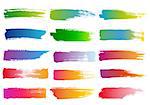 set of abstract colorful watercolor brush strokes, vector design elements