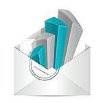 Envelope and business graph illustration design over white
