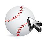 Baseball ball with cursor arrow - sport shopping concept illustration