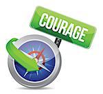 courage on a compass illustration design over white