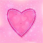 Modern Pink Ruffled Heart on Light Shiny Background