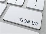Sign Up Concept. Button on Modern Computer Keyboard with Word Partners on It.
