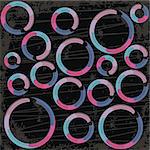 abstract black grunge background with coloured circles