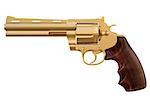 golden revolver. isolated on white.