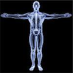 male body under X-rays. isolated on black