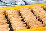 Tray of Deep Fried Chicken Curry Puffs at a Hawker Stand in Penang Malaysia
