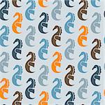 vector seamless pattern with sea horses, fully editable eps 8 file with clipping masks and pattern in swatch menu