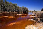 orange acidic river Tinto by Niebla (Huelva), Spain