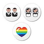 Lesbian, gay, glbt community marriage labels set isolated on white