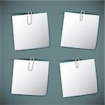 Note papers with paperclip, vector illustration