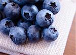 Closeup Image of Ripe Blueberries on the Fabric Serviette