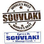 Grunge rubber stamps with the word souvlaki written inside, vector illustration