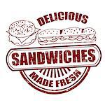 Grunge rubber stamp with the word sandwiches written inside, vector illustration