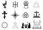 A set of Christian religious signs and symbols