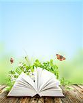 Book of nature on blue background