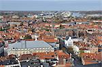 Birds eye view of Brugge (Belgium), taken from the city tower.