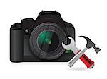 camera setting tools illustration design over a white background