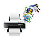 printer settings tools illustration design over a white background