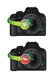 camera plus and minus icons illustration design over a white background