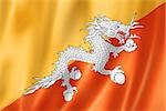 Bhutan flag, three dimensional render, satin texture